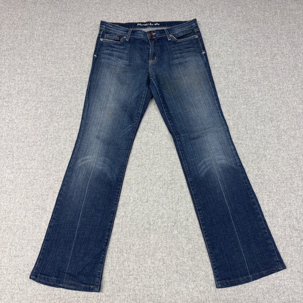 Plastic by Gly Bootcut Jeans Size 11 Blue Denim Dark Wash Made in USA Flared Leg